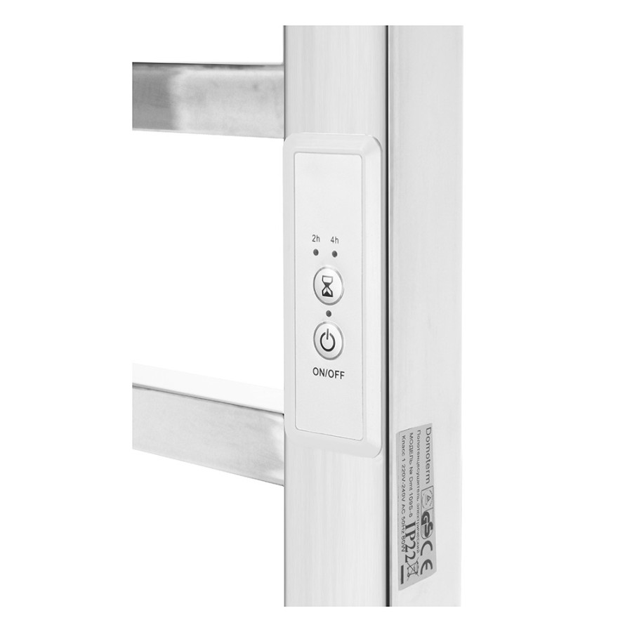 Полотенцесушитель электрический Domoterm Квадро 109-S П8 TBOX EK R, ширина 50 см, высота 70 см, диммер справа, с таймером, DMT 109-S П8 50x70 TBOX EK R, хром