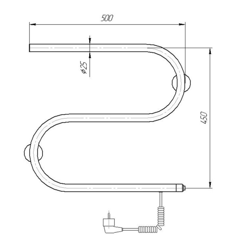 Полотенцесушитель электрический Domoterm S-образный DMT 112 42 х 50 EK L/R, хром