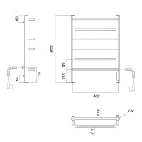 Полотенцесушитель электрический Domoterm Орфей П6 EK R, ширина 40 см, высота 60 см, диммер справа, с терморегулятором, белый матовый, DMT Орфей П6 400x600 БЕЛ EK R