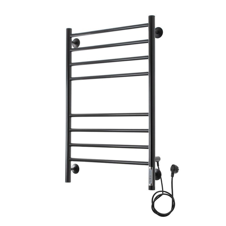 Полотенцесушитель электрический Domoterm Медея П8, ширина 50 см, высота 80 см, диммер справа, с терморегулятором, черный матовый, DMT Медея П8 500х800 ЧРН EK R