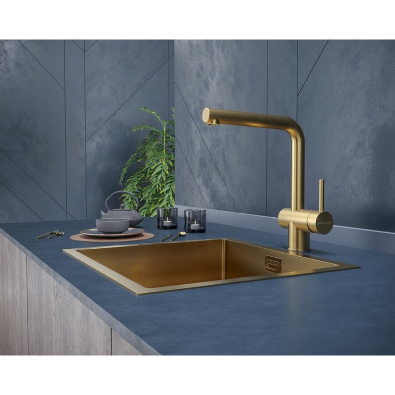 Смеситель Paulmark Dosse Do214418-BG для кухонной мойки, брашированное золото