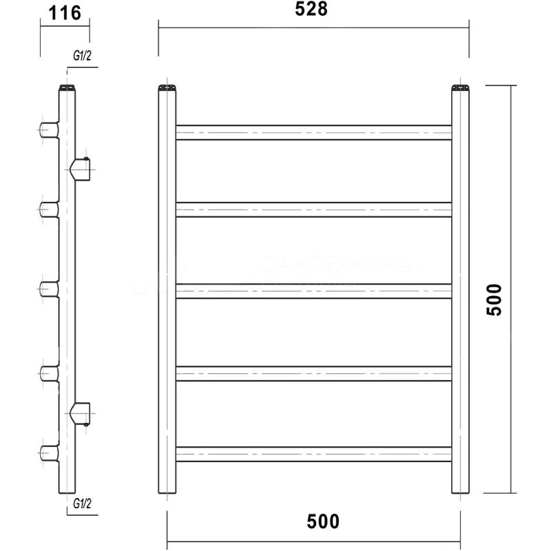 Полотенцесушитель водяной domoterm калипсо п5 50x50, белый