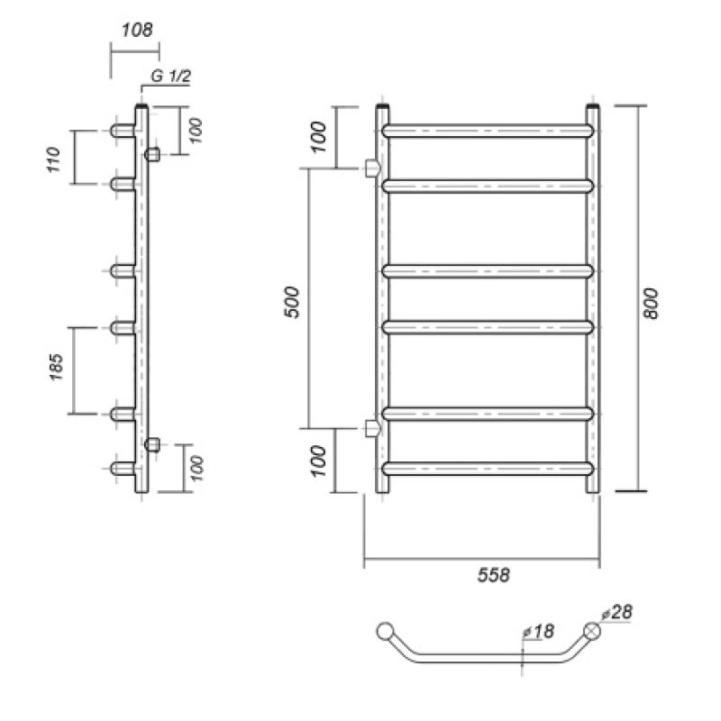 Полотенцесушитель водяной domoterm лаура лаура п6 500x800-500 абр