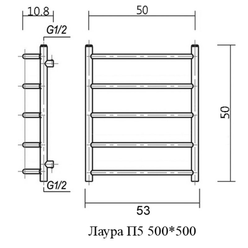 Полотенцесушитель водяной domoterm лаура п5 50x50, хром