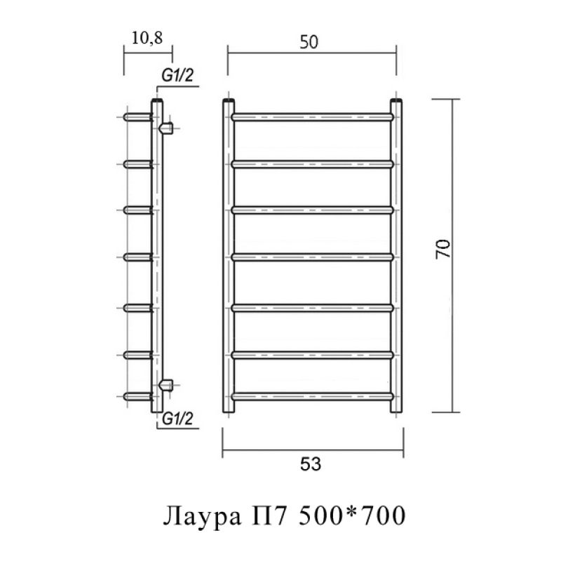 Полотенцесушитель водяной domoterm лаура п7 50x70, хром