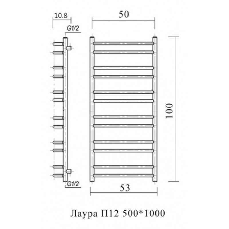 Полотенцесушитель водяной domoterm лаура п12 50x100, хром