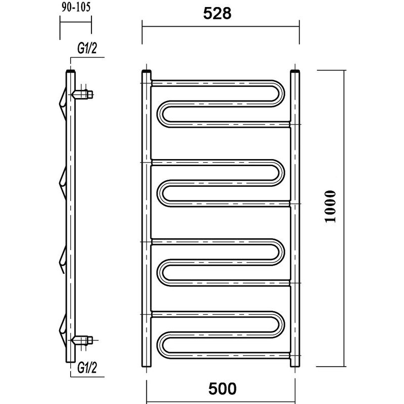 Полотенцесушитель водяной domoterm офелия п12 50x100, хром