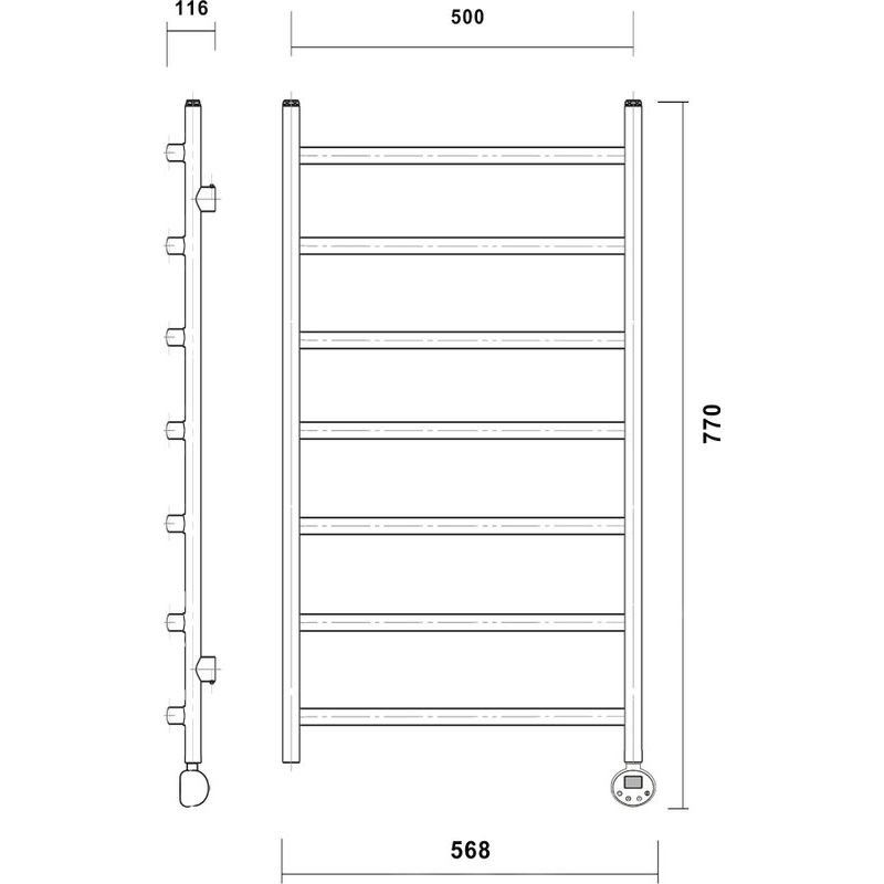 Электрический полотенцесушитель из нержавеющей стали с тэном domoterm калипсо п7 500x700 er золото