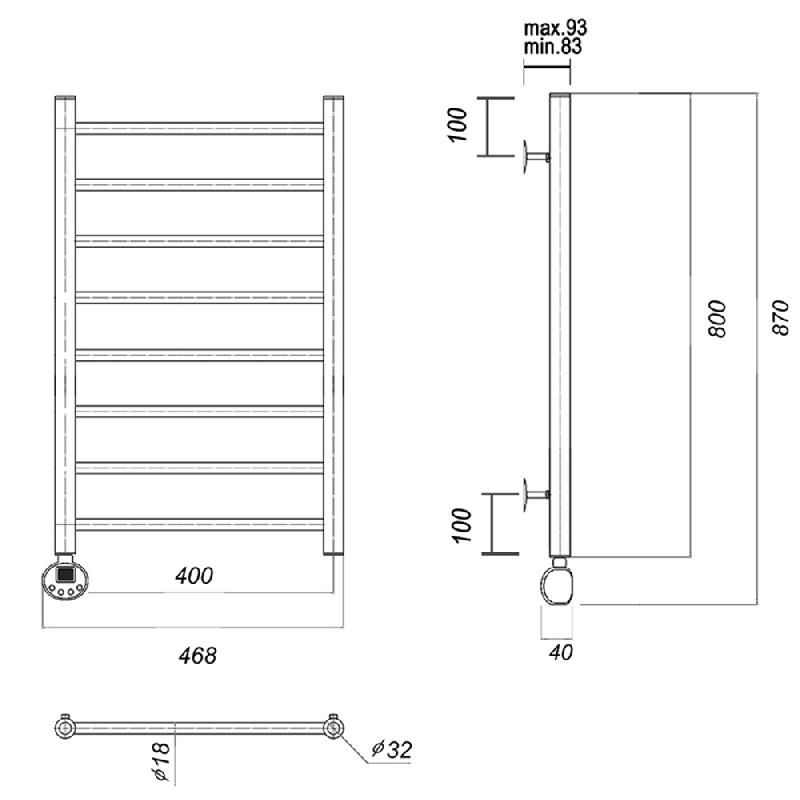 Электрический полотенцесушитель из нержавеющей стали domoterm медея п8 400x800 el золото
