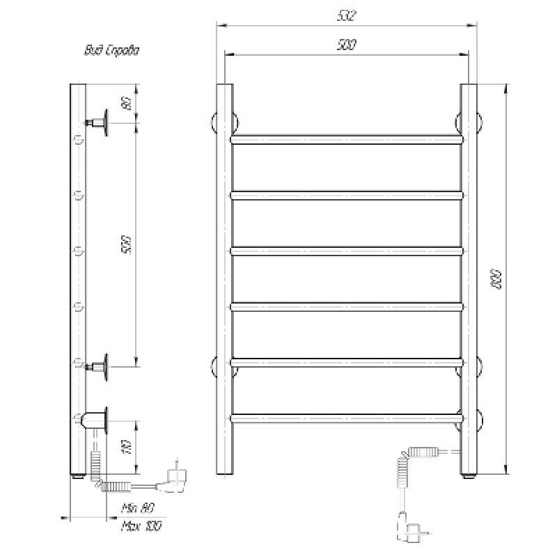 Электрический полотенцесушитель domoterm классик белый 109-6 50х80 бел ek r