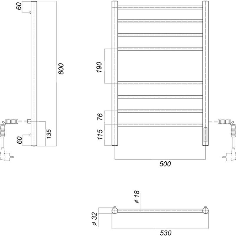 Полотенцесушитель электрический domoterm медея п8 50x80 ek r