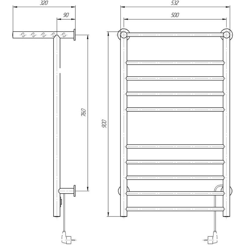 Полотенцесушитель электрический domoterm аврора dmt 109-т5 с полкой r