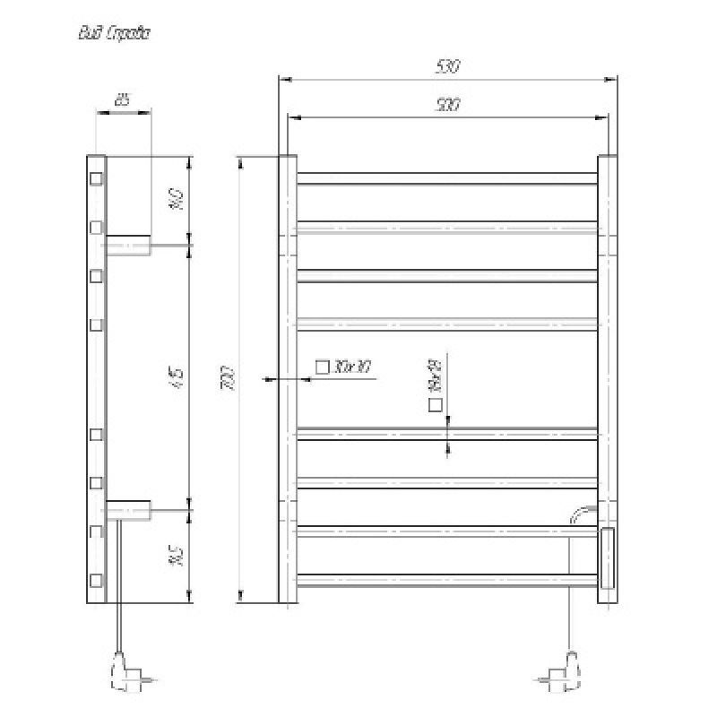 Полотенцесушитель электрический 50x70 domoterm квадро 109-s п8 4680746580741