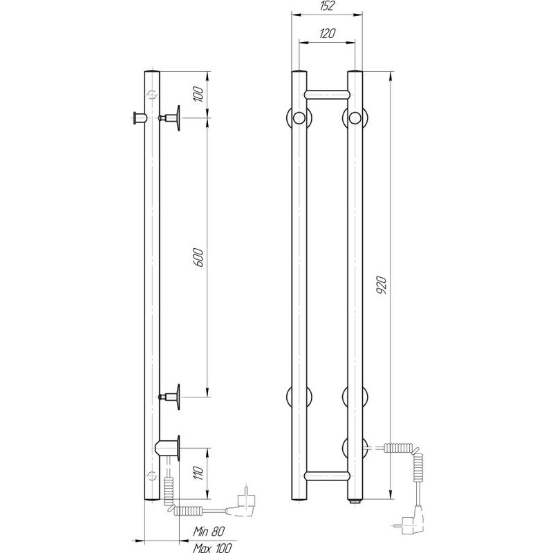 Полотенцесушитель электрический domoterm танго 109-v2 14x92, r