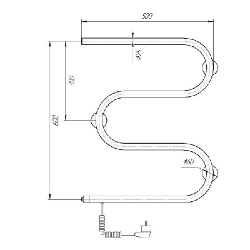 Полотенцесушитель электрический domoterm м-образный 107-25 60x50 см ek l, левый