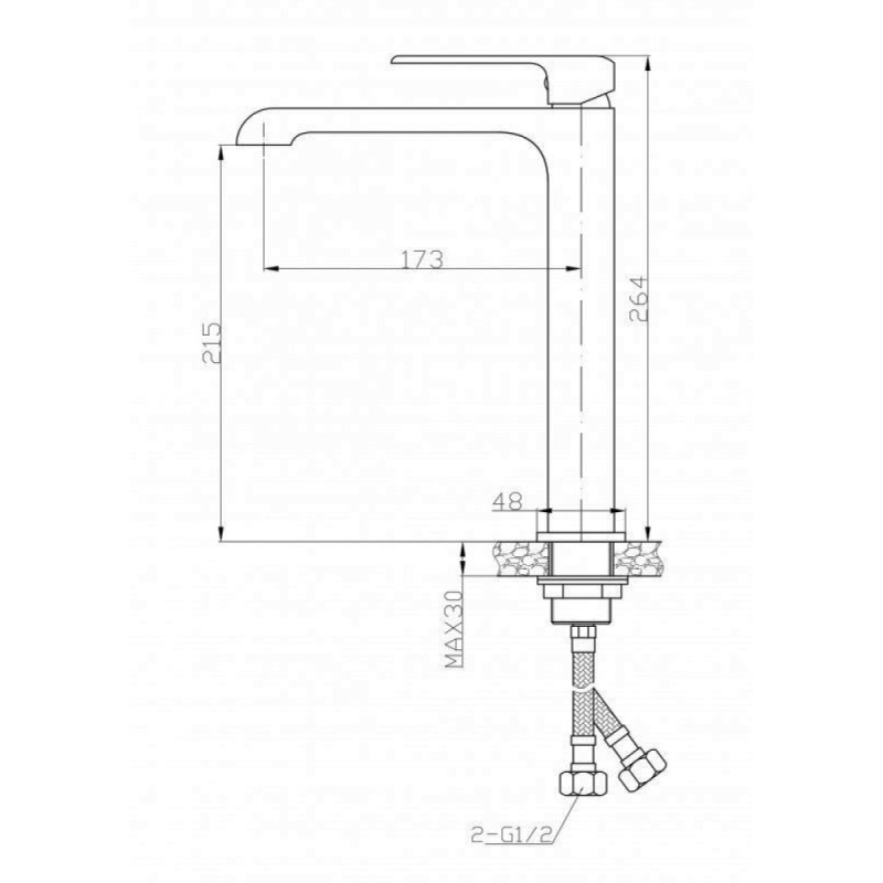 Смеситель для раковины BelBagno Dory DOR-LMC-CRM, высокий, без донного клапана, хром