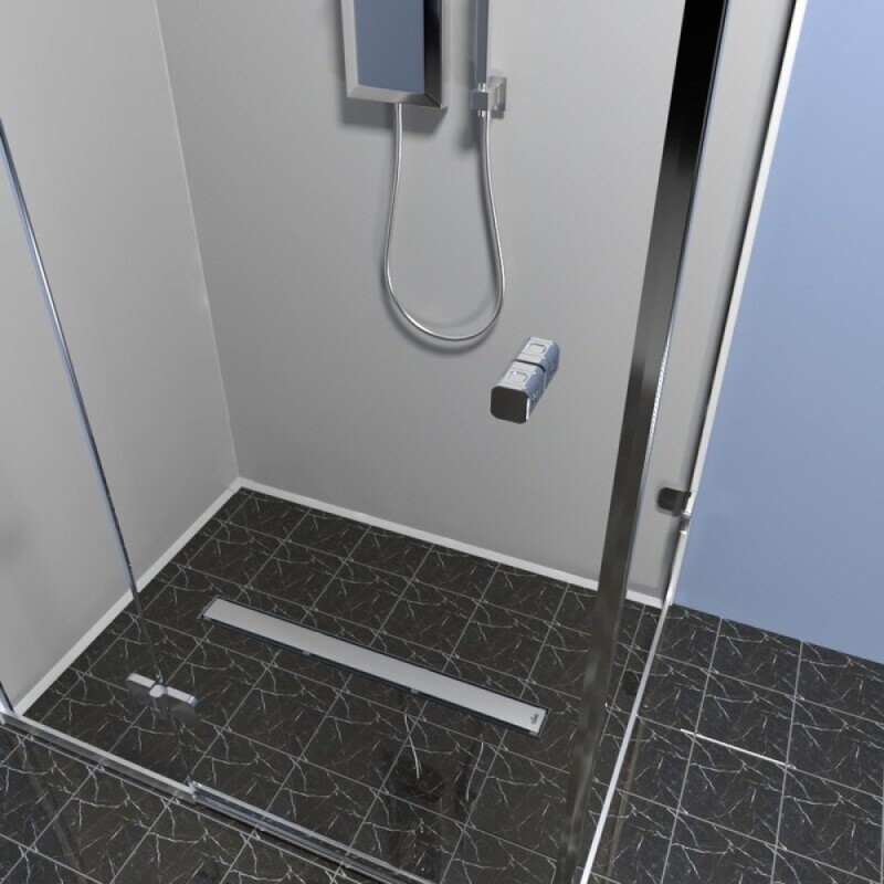 Дренажный канал Timo Drain Protect DP20800-PG20800, 80 см, с двусторонней панелью PG20 под плитку, цвет сатин