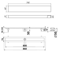 Дренажный канал Timo Drain Protect DP20800-PG20800, 80 см, с двусторонней панелью PG20 под плитку, цвет сатин