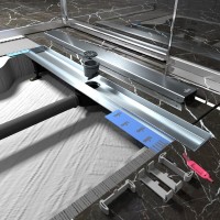 Дренажный канал Timo Drain Protect DP20900-PG20900, 90 см, с двусторонней панелью PG20 под плитку, сатин