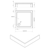 Душевой поддон Aquatek 80 x 80 х 15 см, акриловый, квадрат, с ножками и с фронтальным экраном, DPA-0000008