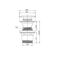 Донный клапан Vincea, клик-клак, G1 1/4, с переливом, хром, DPU-1B01CH