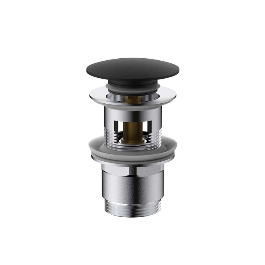 Донный клапан Vincea, клик-клак, G1 1/4, с переливом, черный матовый, DPU-1B01MB