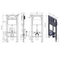 Комплект D&K Berlin DS1431628, инсталляция DI8050127 с безободковым унитазом DT1436516 белый, смыв торнадо, сиденье микролифт, клавиша смыва хром DB1499001