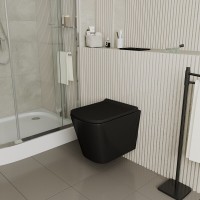 Инсталляция D&K с безободковым унитазом Berlin DS1432502, сиденье микролифт, клавиша черная, цвет черный