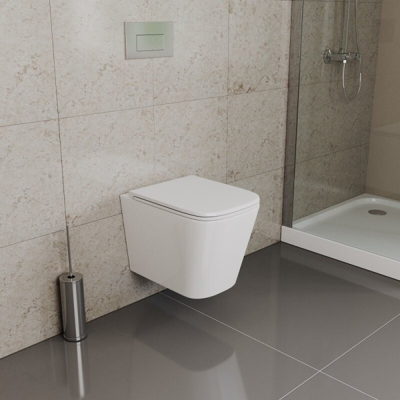Инсталляция D&K с безободковым унитазом Quadro DS1511602, сиденье микролифт, клавиша белая, цвет белый