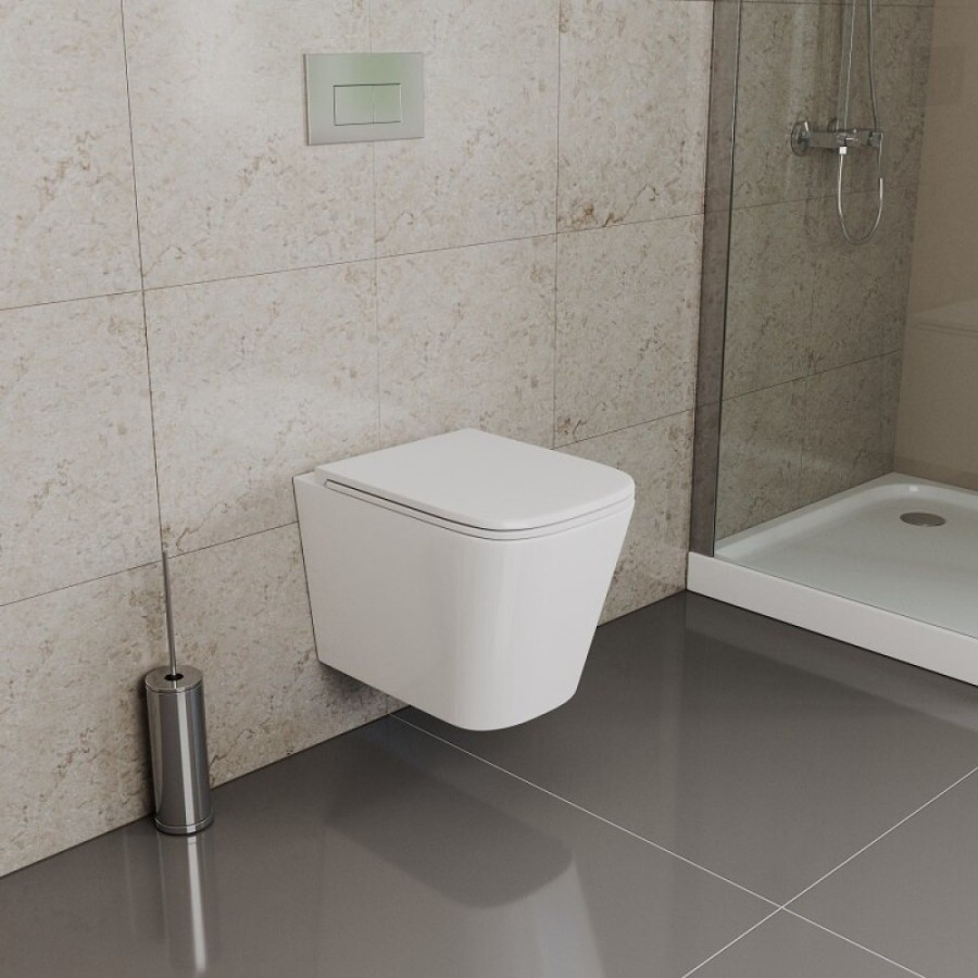 Инсталляция D&K с безободковым унитазом Quadro DS1511602, сиденье микролифт, клавиша белая, цвет белый