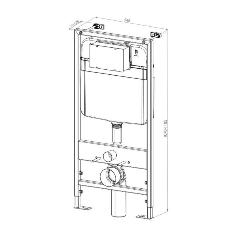 Инсталляция D&K с безободковым унитазом Quadro DS1511606, сиденье микролифт, клавиша хром, цвет белый