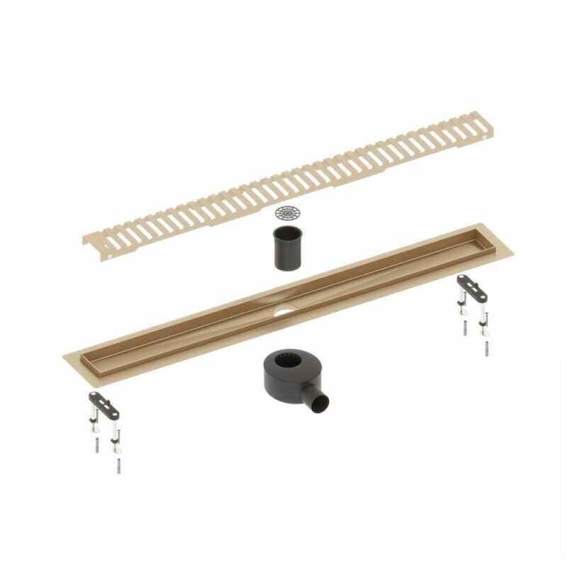 Дренажный канал Timo Drain System DS230106/17, 60 см, с перфорированной решеткой lines, золото матовое