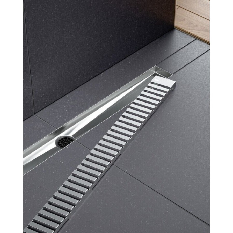Дренажный канал Timo Drain System DS230107/01, 70 см, с перфорированной решеткой lines, цвет сатин