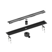 Дренажный канал Timo Drain System DS230107/03, 70 см, с перфорированной решеткой lines, цвет черный матовый