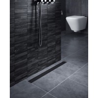 Дренажный канал Timo Drain System DS230107/03, 70 см, с перфорированной решеткой lines, цвет черный матовый