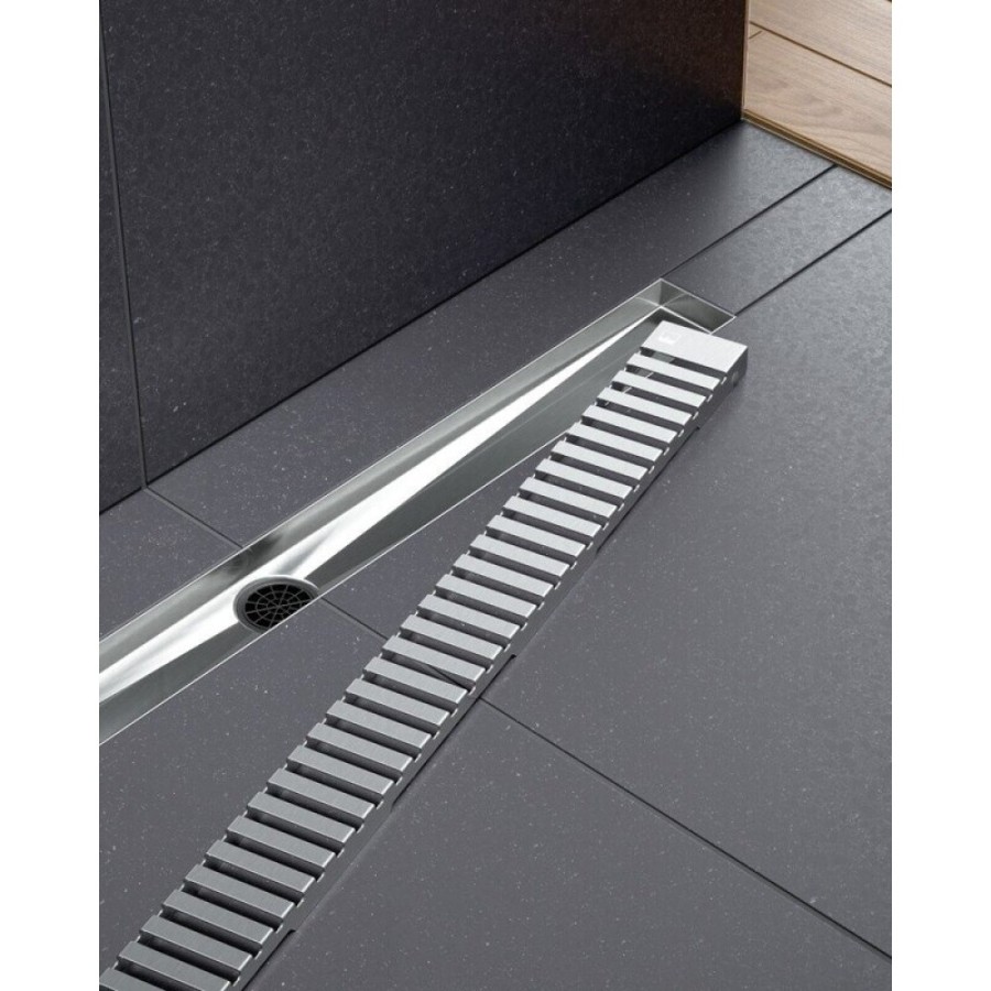 Дренажный канал Timo Drain System DS230108/00, 80 см, с перфорированной решеткой lines, хром