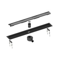 Дренажный канал Timo Drain System DS230108/03, 80 см, с перфорированной решеткой lines, черный матовый