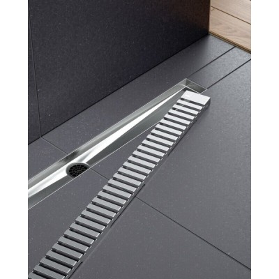 Дренажный канал Timo Drain System DS230109/00, 90 см, с перфорированной решеткой lines, хром