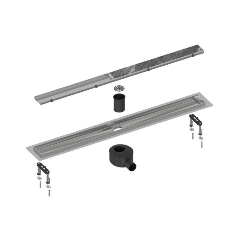 Дренажный канал Timo Drain System DS230206/01, 60 см, с двусторонней панелью под плитку, цвет сатин