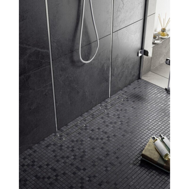 Дренажный канал Timo Drain System DS230206/01, 60 см, с двусторонней панелью под плитку, цвет сатин
