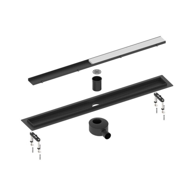 Дренажный канал Timo Drain System DS230206/03, 60 см, с двусторонней панелью под плитку, цвет черный матовый
