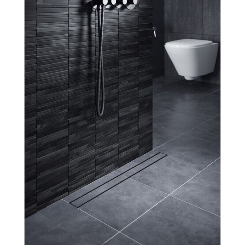 Дренажный канал Timo Drain System DS230206/03, 60 см, с двусторонней панелью под плитку, цвет черный матовый