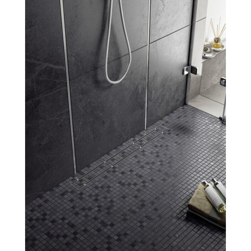 Дренажный канал Timo Drain System DS230207/01, 70 см, с двусторонней панелью plate под плитку, сатин
