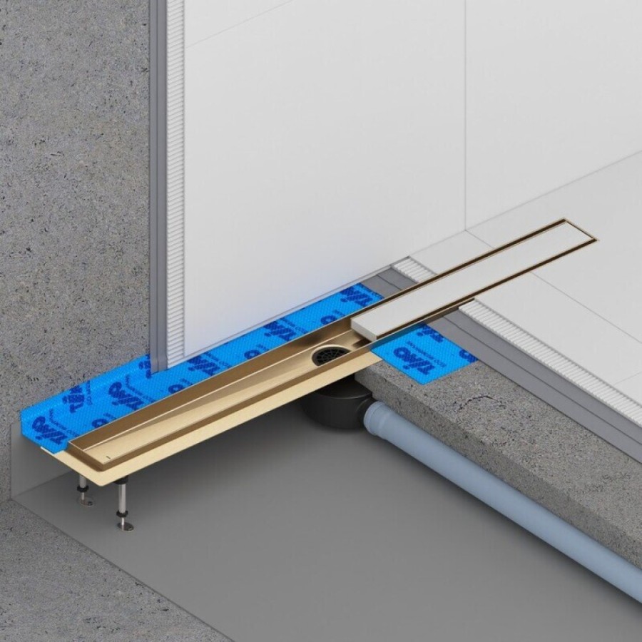 Дренажный канал Timo Drain System DS230208/17, 80 см, с двусторонней панелью под плитку, золото матовое