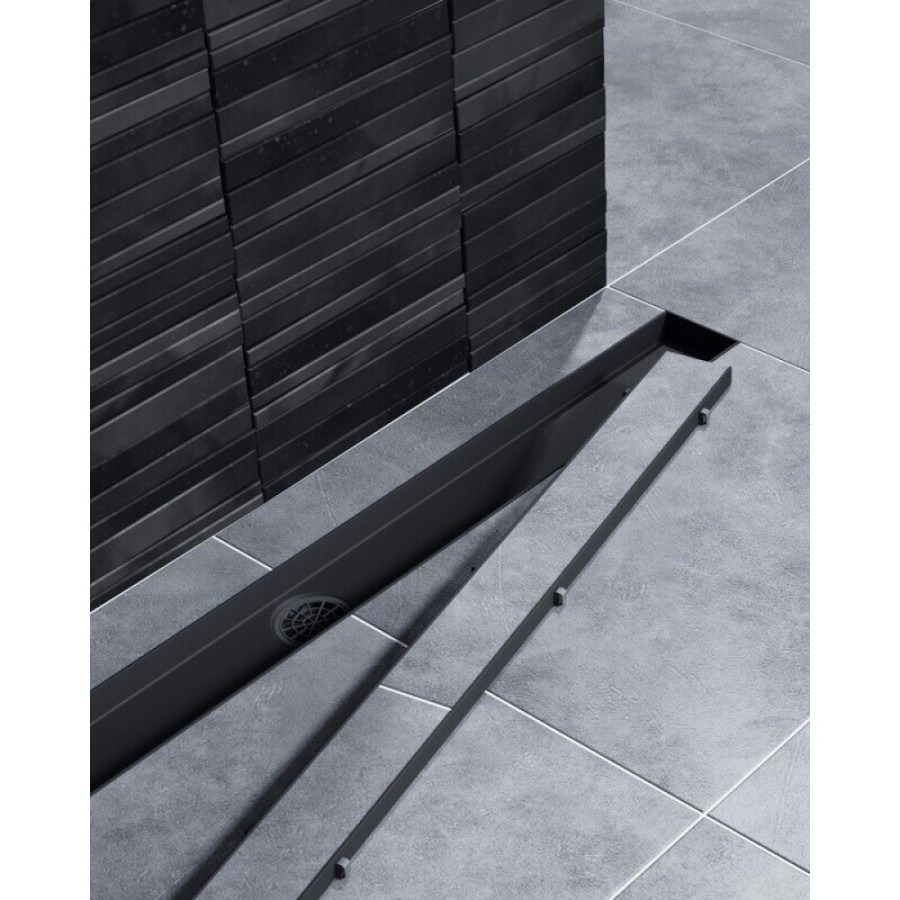 Дренажный канал Timo Drain System DS230209/03, 90 см, с двусторонней панелью под плитку, цвет черный матовый