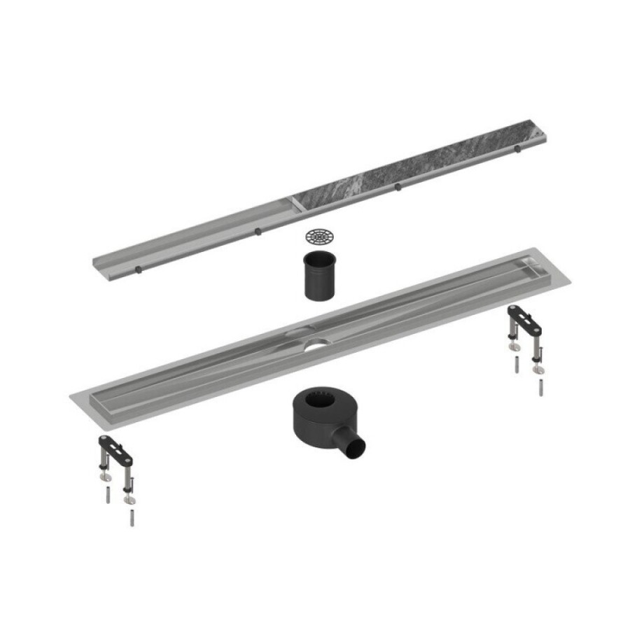 Дренажный канал Timo Drain System DS230210/00, 100 см, с двусторонней панелью под плитку, цвет хром