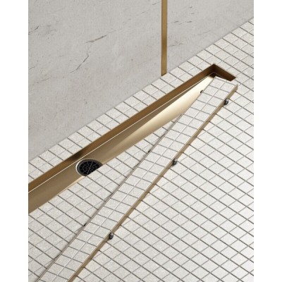 Дренажный канал Timo Drain System DS230210/17, 100 см, с двусторонней панелью под плитку, цвет золото матовое
