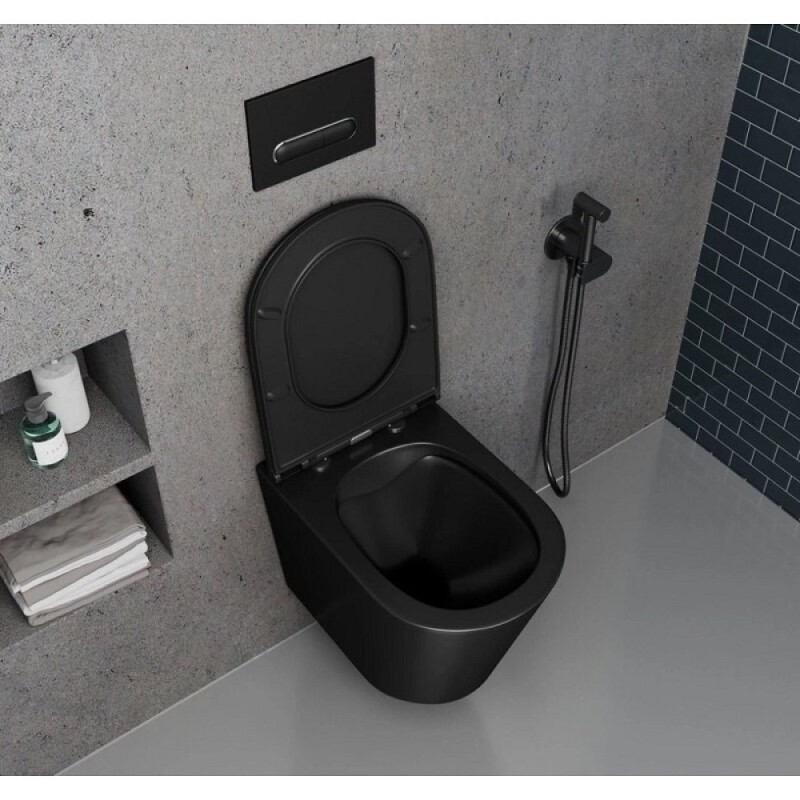 Унитаз подвесной D&K Venice DT1026025, безободковый, с сиденьем микролифт, цвет черный