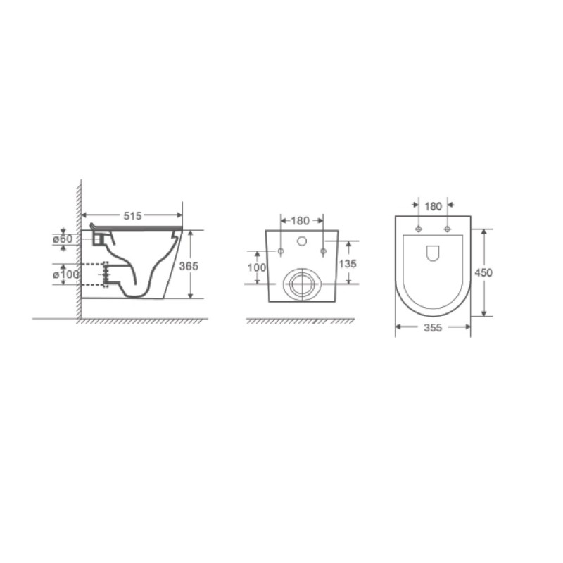 Унитаз подвесной D&K Venice DT1026516, безободковый, смыв торнадо, сиденье микролифт, белый