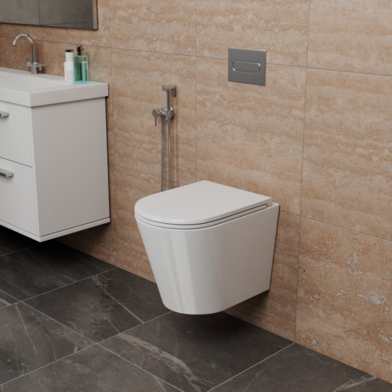 Унитаз подвесной D&K Venice DT1026516, безободковый, смыв торнадо, сиденье микролифт, белый
